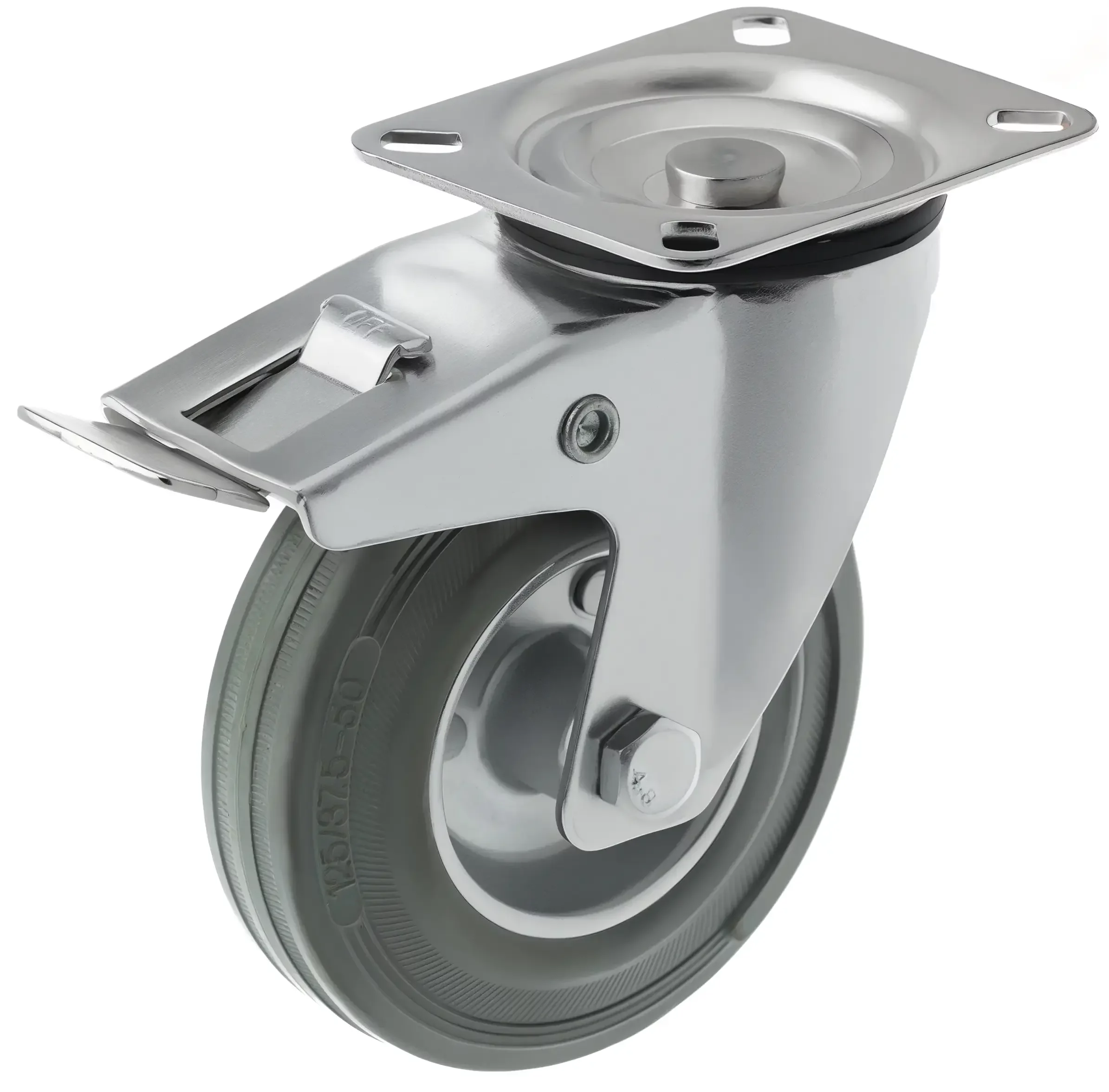 SCb 42 F - Промышленное колесо 100 мм (площадка, поворотн., тормоз, сер. рез., роликоподш.)