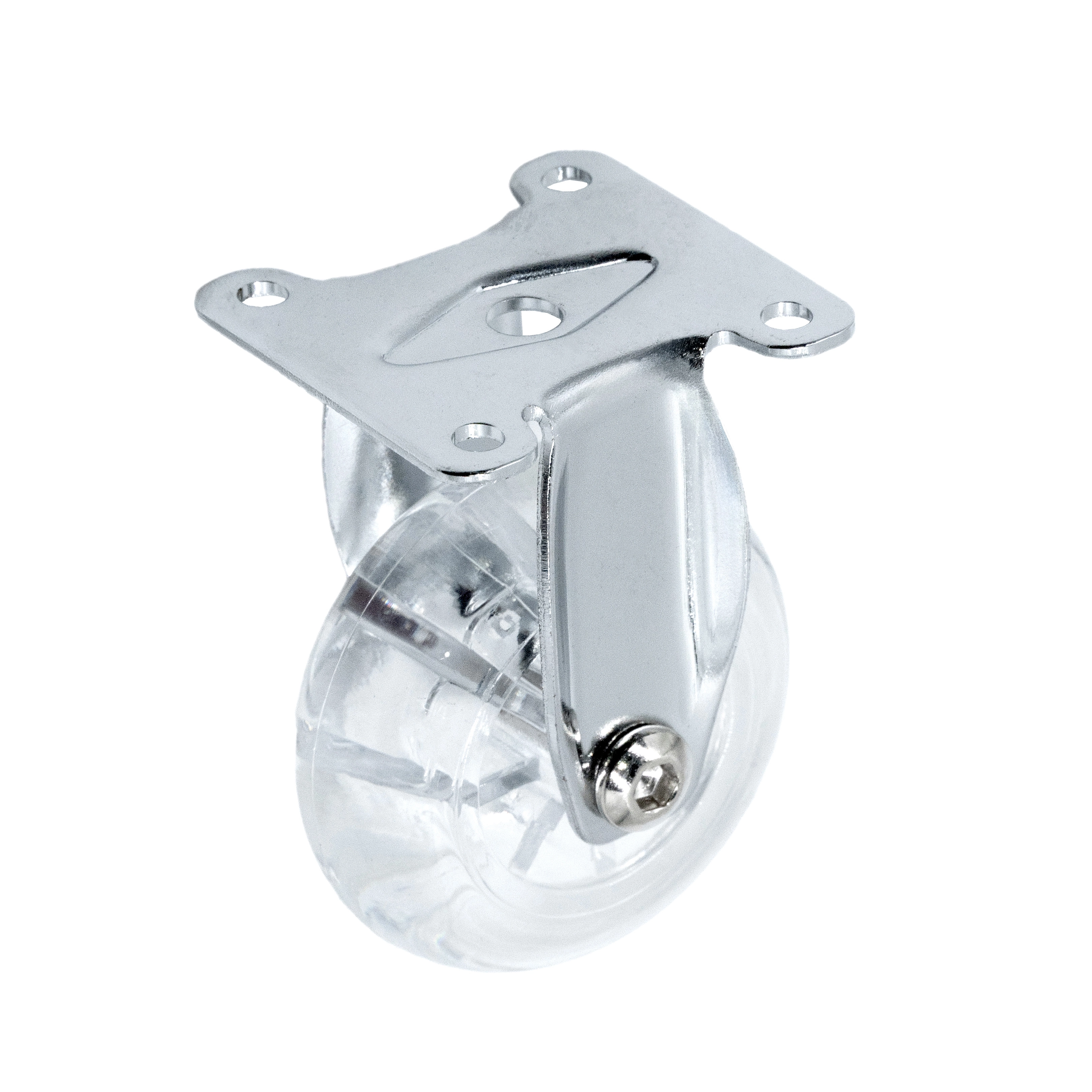 44050F - Мебельное полиуретановое прозрачное колесо 50мм (площадка, неповоротное, мягкий полиуретан)