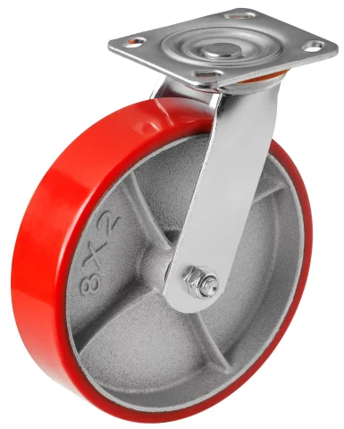 SCP 80 - Большегрузное полиуретановое колесо 200 мм (поворот., площадка, роликоподш.)